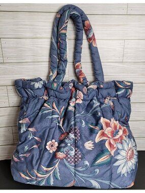 Tote Folks Large Fabric Tote Bag W/Metal Frame & Expandable Opener RARE Made USA